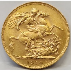 AUSTRALIA 1914 . ONE 1 SOVEREIGN . PERTH . GOLD